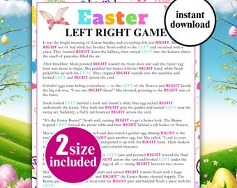 Left Right Easter Story Game, Printable Easter Left Right Game, Pass the Prize Easter Activity, Bible Church Easter Game, Family Party Game