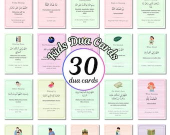 Kids Dua Cards, Islamic Kids Printable's, Duas for Kids, Children Dua Book, Prayer Cards, Dua Flashcards, Duas PDF, Daily Duas for Kids