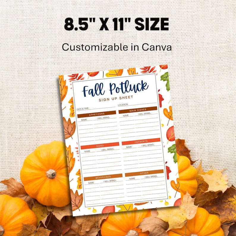 Potluck Form.pdf Customizable Fall Festival Potluck Sign up Sheets, Thanksgiving Potluck ...