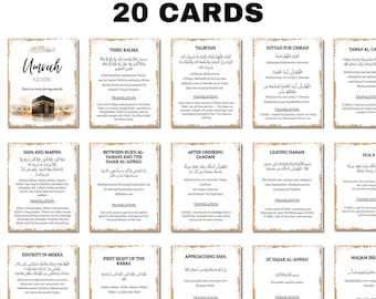 ウムラ ガイド、ウムラ ドゥア カード、ウムラ ドゥア 印刷可能カード、ステップバイステップ ウムラ フラッシュカード、祈りカード、ドゥア リマインダー カード、男性用、女性用