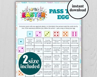 イースターエッグパスゲーム、イースター左右ダイスゲーム、子供と大人が楽しめるイースターパーティーゲーム、イースターファミリーアクティビティ、イースターエッグ交換ゲーム