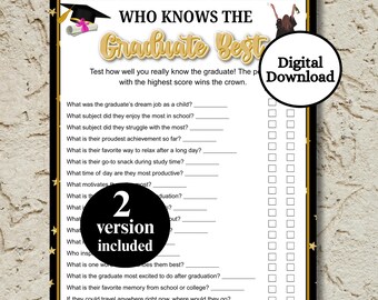 卒業生のことを一番よく知っているのは誰？ゲーム｜印刷可能な2025年卒業パーティーゲーム｜卒業生のことを一番よく知っているのは誰？｜あなたは卒業生のことをどれくらい知っていますか？