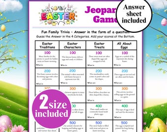 Easter Jeopardy Game, Easter Trivia Party Game, Printable Game, Easter Jeopardy Party Game, Fun Easter Activity, Easter Instant Download