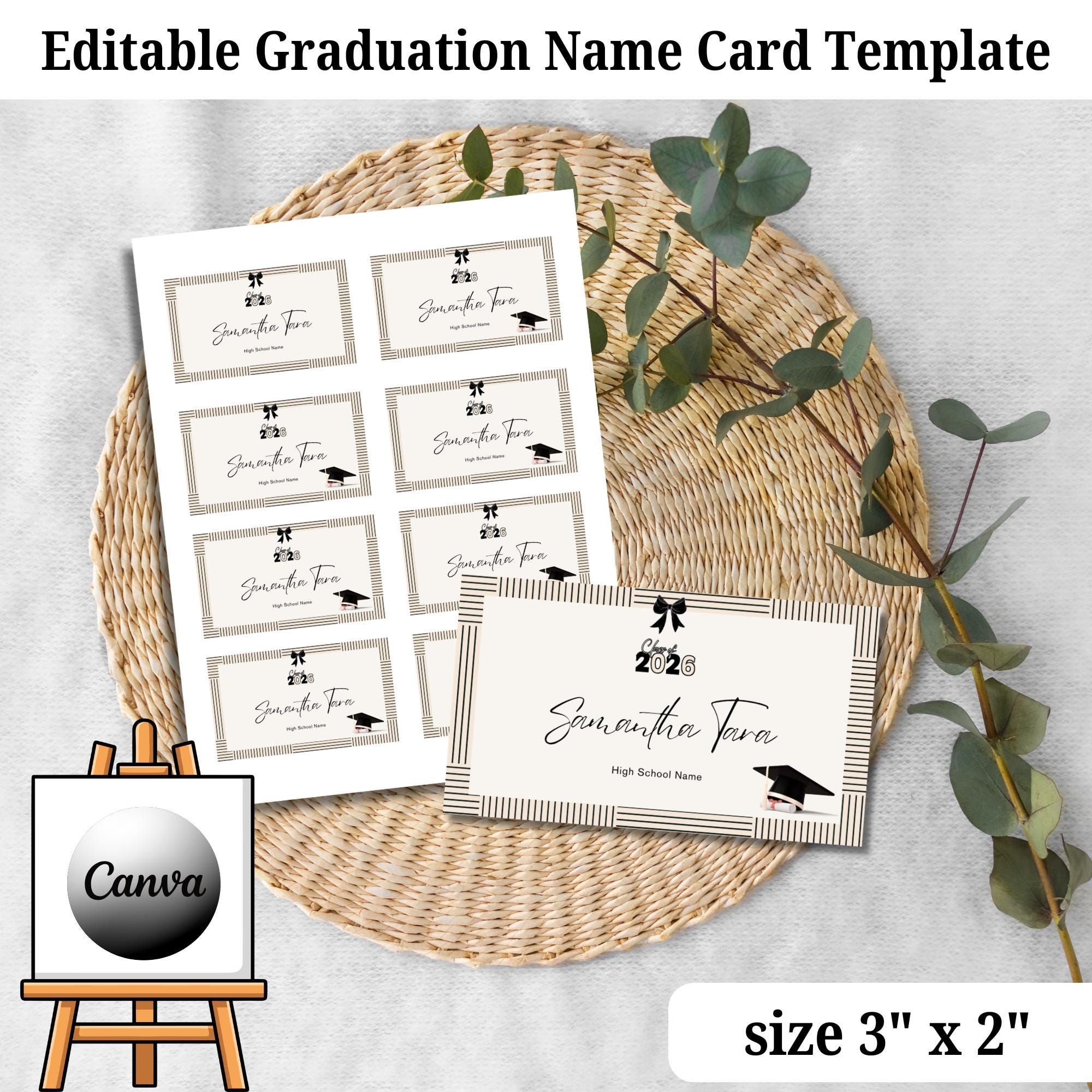 Name Note For Graduation Editable Graduation Name Card | Custom Name Cards for Graduation ...