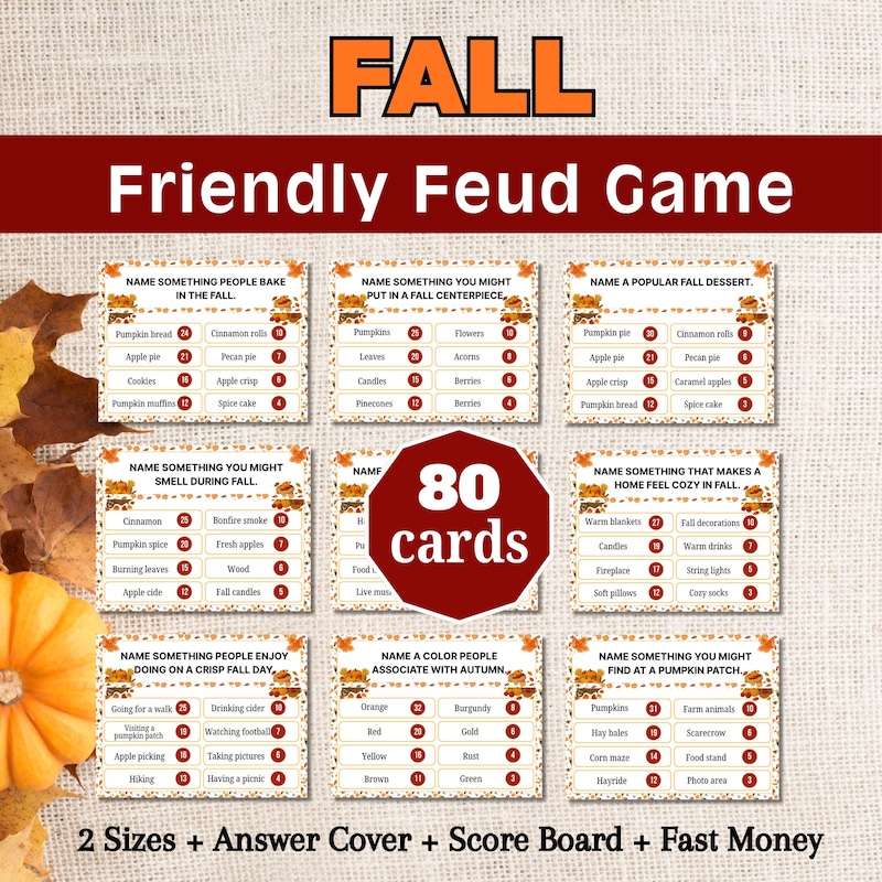 Fall Family Feud One Card - Etsy