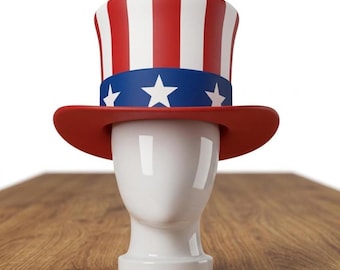 Uncle Sam Top Hat – Patriotic Leather Costume Accessory, USA Celebration Party Hat