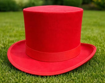 RED Felt Top Hat, Victorian Style - Handmade Wool Hat - Etsy display picture 3