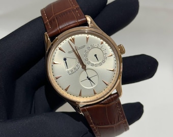 Vintage Jaeger-LeCoultre Automatic Movement White Dial Brown Leather Strap Men's Wrist watch | Birthday Gift | Christmas gift