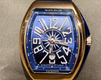 Vintage Franck Muller Automatic Movement Blue Dial Blue leather/Rubber Strap Men Watch | Birthday Gift | free shipping | Wrist Watch