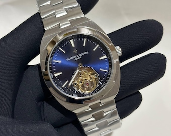 Vintage Vacheron Constantin Automatic Movement Blue Dial Silver Stainless Steel Strap Men's Wrist watch | Birthday Gift | Christmas gift
