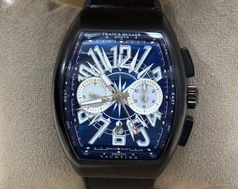 Vintage Franck Muller Automatic Movement Blue  Dial Black leather/Rubber Strap men's wrist watch | Birthday Gift | free shipping