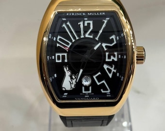 Vintage Franck Muller Automatic movement Black dial Black leather strap Men Watch | Birthday Gift | Christmas gift | free shipping |