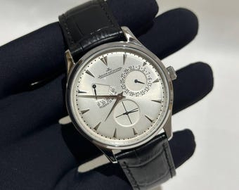 Vintage Jaeger-LeCoultre Automatic Movement White Dial Black Leather Strap Men's Wrist watch | Birthday Gift | Christmas gift