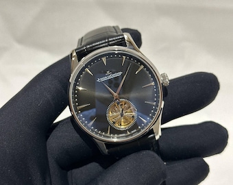 Vintage Jaeger-LeCoultre Automatic Watch | Silver Stainless Steel Case, Black Dial Men's Wrist Watch