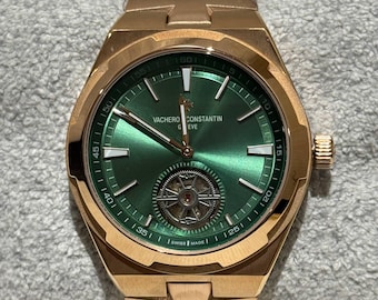 Vintage Vacheron Constantin Automatic Movement Green Dial Rose Gold Stainless Steel Bracelet Men Watch | Wrist Watch | Birthday Gift