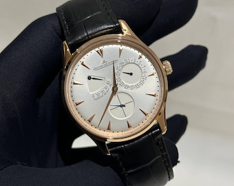 Vintage Jaeger-LeCoultre Automatic Movement White Dial Black Leather Strap Men's Wrist watch | Birthday Gift | Christmas gift