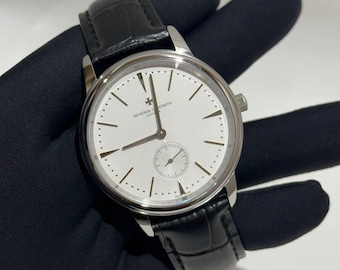 Vintage Vacheron Constantin Automatic Movement White Dial Black Leather Strap Men's Wrist watch | Birthday Gift | Christmas gift