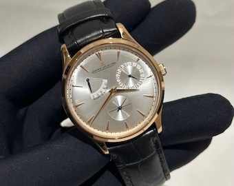 Vintage Jaeger-LeCoultre Automatic Movement Silver Dial Black Leather Strap Men's Wrist watch | Birthday Gift | Christmas gift