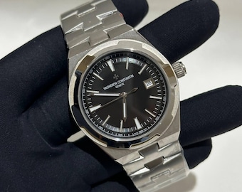 Vintage Vacheron Constantin Automatic Movement Black Dial Silver Stainless Steel Strap Men's Wrist watch | Birthday Gift | Christmas gift