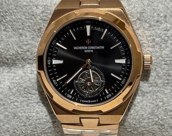 Vintage Vacheron Constantin Automatic Movement Black Dial Rose Gold Stainless Steel Bracelet Men Watch | Wrist Watch | Birthday Gift