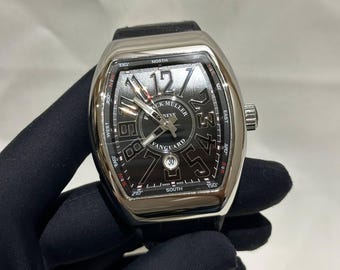 Vintage Franck Muller Automatic Yachting Watch | Black Dial Leather Strap Watch For Men