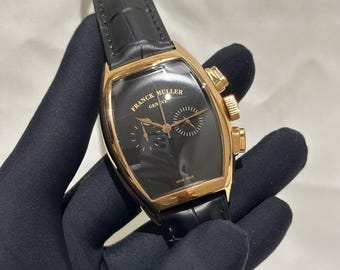 Vintage Franck Muller Quartz movement Black dial Black leather strap Men Watch | Birthday Gift | Christmas gift | | Wrist Watch