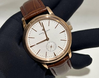 Vintage Vacheron Constantin Automatic Movement White Dial Brown Leather Strap Men's Wrist watch | Birthday Gift | Christmas gift