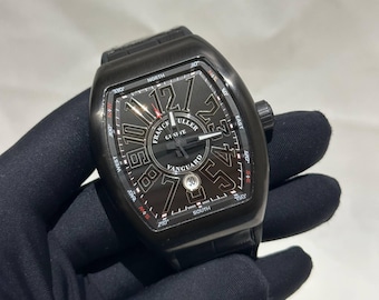 Vintage Franck Muller Automatic Men's Watch Black Dial Leather/Rubber Strap Watch For Men