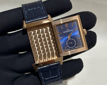 Vintage Jaeger-LeCoultre Quartz Movement Blue Dial Blue Leather Strap Men's Wrist watch | Birthday Gift | Christmas gift