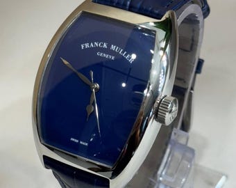 Vintage Franck Muller Automatic movement Blue dial Blue leather strap Men Watch | Birthday Gift | Christmas gift | | Wrist Watch
