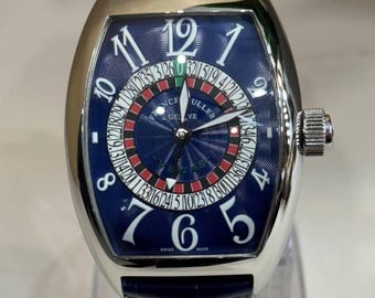 Vintage Franck Muller Automatic movement Blue dial Blue leather strap Men Watch | Birthday Gift | Christmas gift | free shipping |