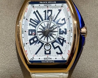 Vintage Franck Muller Automatic Movement White  Dial White leather/Rubber Strap men's wrist watch | Birthday Gift | free shipping