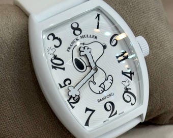 Vintage Franck Muller Automatic movement Crazy Hour Full White dial White Rubber strap Men Watch | Birthday Gift | Wrist Watch