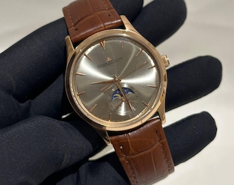 Vintage Jaeger-LeCoultre Automatic Movement Grey Dial Brown Leather Strap Men's Wrist watch | Birthday Gift | Christmas gift