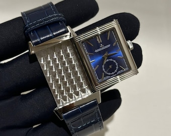 Vintage Jaeger-LeCoultre Quartz Movement Blue Dial Blue Leather Strap Men's Wrist watch | Birthday Gift | Christmas gift