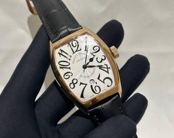 Vintage Franck Muller Automatic movement White dial Black leather strap Men Watch