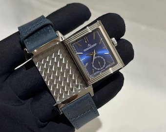 Vintage Jaeger-LeCoultre Reverso Men's Watch | Blue Dial, Leather Strap, Quartz Movement