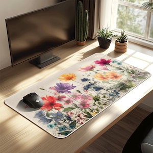 Watercolour Flowers Mouse Pad | Soft Floral Artwork | Gentle Desk Gift | Vintage Aesthetic Workplace Decor Gift