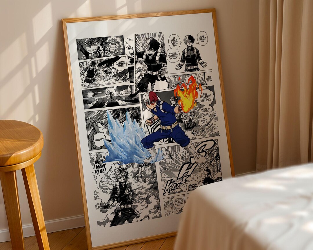 My Hero Academia Shoto Todoroki Manga Panels Poster Curated Manga 