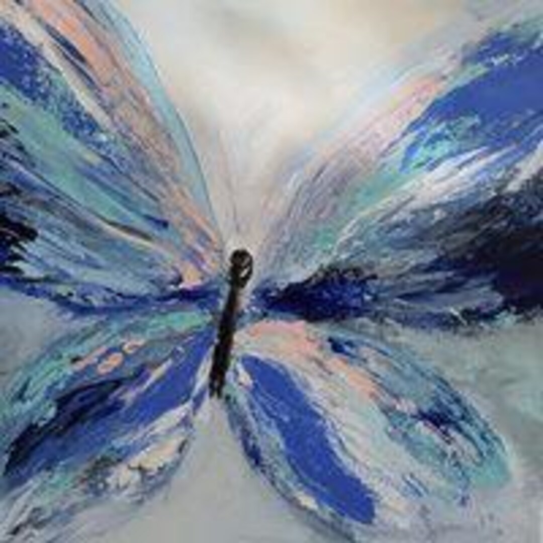 Blue Butterfly Abstract Art, Original Akryl Paintning, Digital Download ...