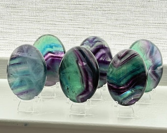 Rainbow Fluorite Crystal Palm Stones - Large!