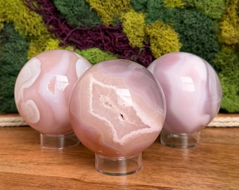 Pink Jelly Agate Crystal Spheres