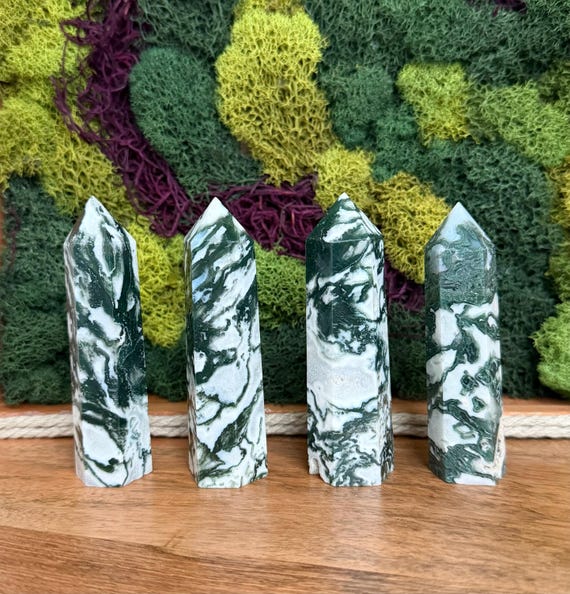 Moss Agate Crystal Towers
