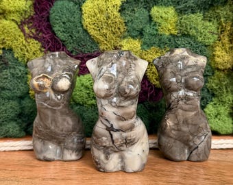 Volcano Agate Crystal Lady Body Carving