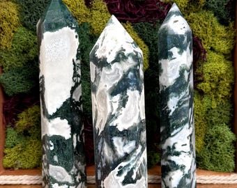 Moss Agate Crystal Towers