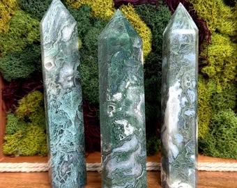 Moss Agate Crystal Towers
