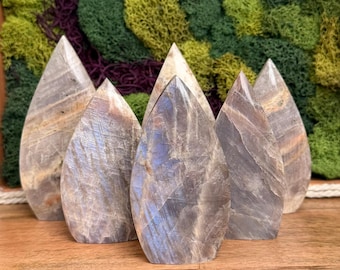 Blue Moonstone and Sunstone Crystal Teardrops