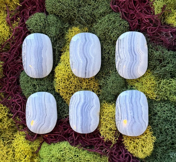 Blue Lace Agate Crystal Palm Stones