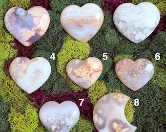Flower Agate Crystal Hearts & Moon