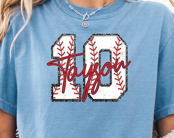 Custom Baseball Number Shirt, Comfort Colors Baseball Tee, Personalized Baseball Player Shirt, Baseball Fan Gift, Sports Mom tee, Game Day